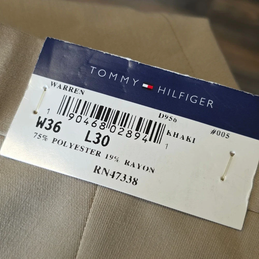 Tommy Hilfiger Warren Mens Khaki Stretch Performance Dress Pants 36x30 D956